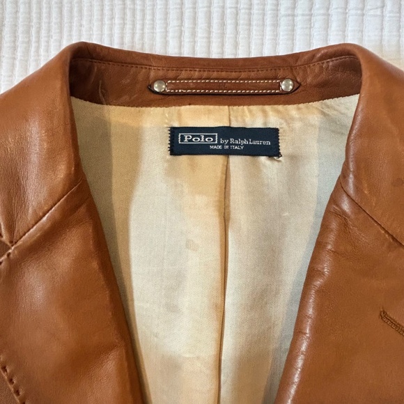 Polo Ralph Lauren Men's Luxury Leather Sport Coat/Blazer - Saddle Brown - XL - Picture 3 of 13